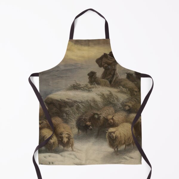 Item preview, Sheep and a Herder in a Winter Landscape - Romanticism, Naturalism by August Friedrich Schenck designed and sold by GabyddAlessandr.