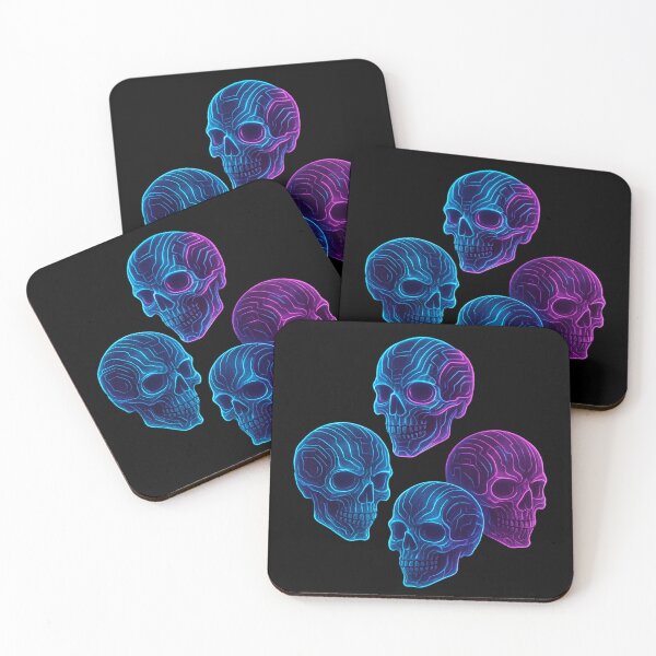 Item preview, neon glowing skulls design on transparent background designed and sold by optimusprime39.