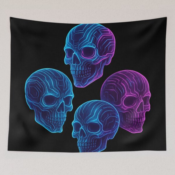 Item preview, neon glowing skulls design on transparent background designed and sold by optimusprime39.