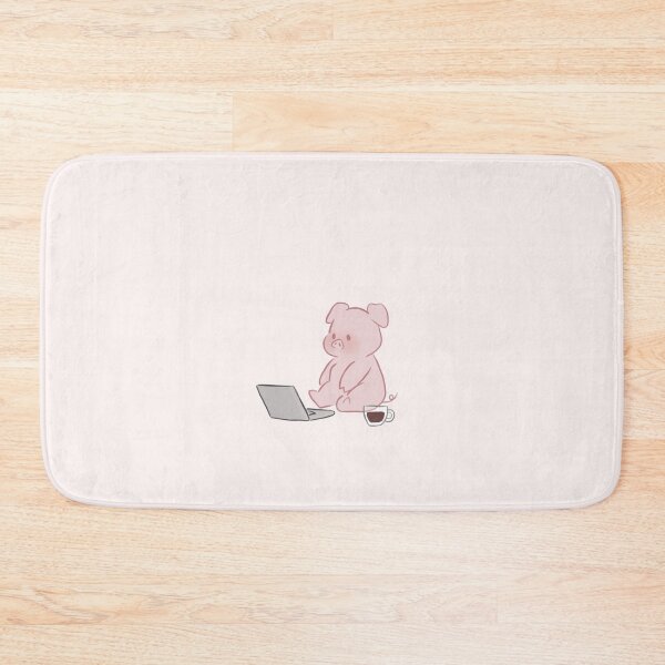 Item preview, Pig using computer coffee designed and sold by FunPunStickers.
