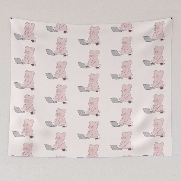 Item preview, Pig using computer coffee designed and sold by FunPunStickers.