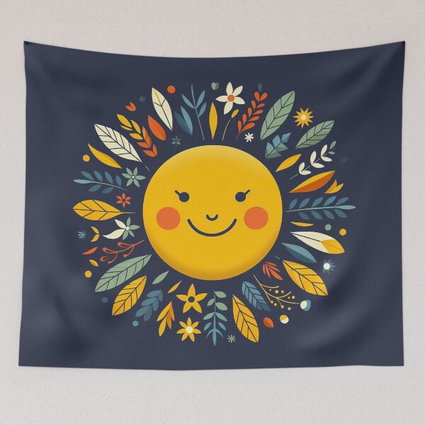 Item preview, Sun: Smiling Floral Radiance - Scandinavian Folk Art by heidiannemorris © designed and sold by FOLK ART FUSION by heidiannemorris.