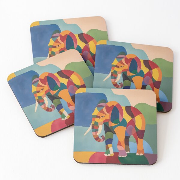 Item preview, Colorful Abstract Elephant with Geometric Cartoon Design. designed and sold by HEMRO.
