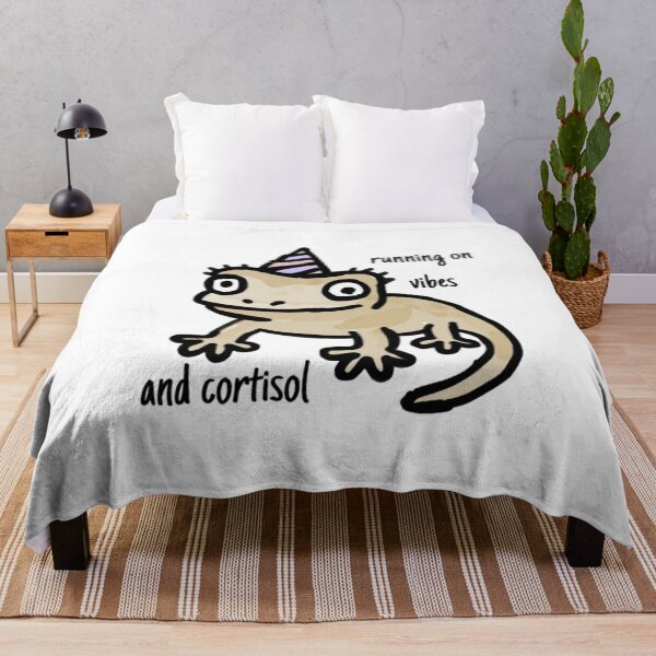 Item preview, Crested Gecko Party Hat Doodle – "Running on Vibes and Cortisol" Funny Anxiety Sticker designed and sold by MartynaMakes.