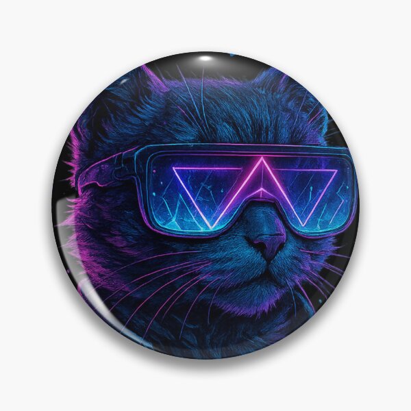 Item preview, Cyberpunk cat with neon elements and crystal fragments designed and sold by optimusprime39.