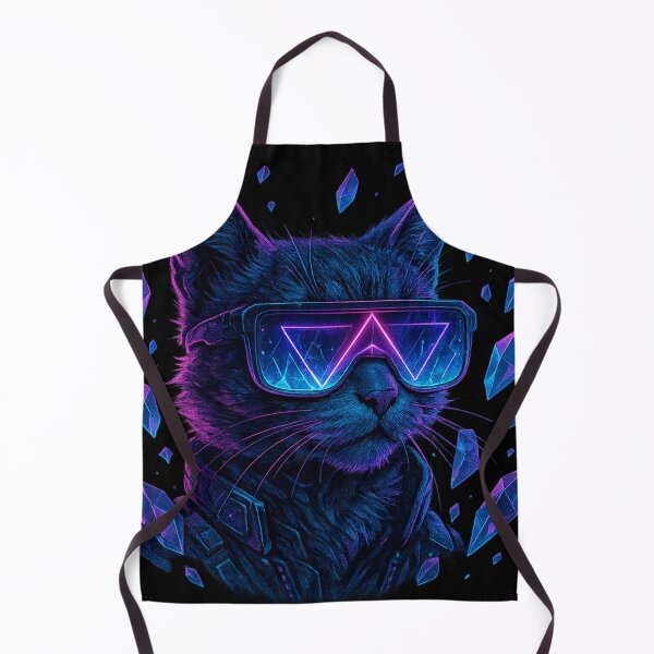 Item preview, Cyberpunk cat with neon elements and crystal fragments designed and sold by optimusprime39.