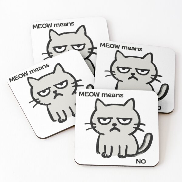 Item preview, Grumpy Cat Doodle – Meow Means No Funny Sticker – Sassy Kitty Quote Design designed and sold by MartynaMakes.