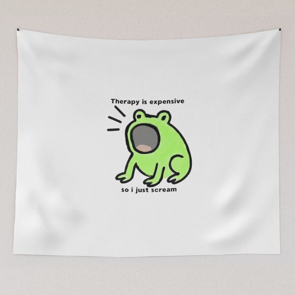 Item preview, Funny Screaming Frog Sticker – Therapy Is Expensive So I Just Scream – Mental Health Humor Doodle designed and sold by MartynaMakes.