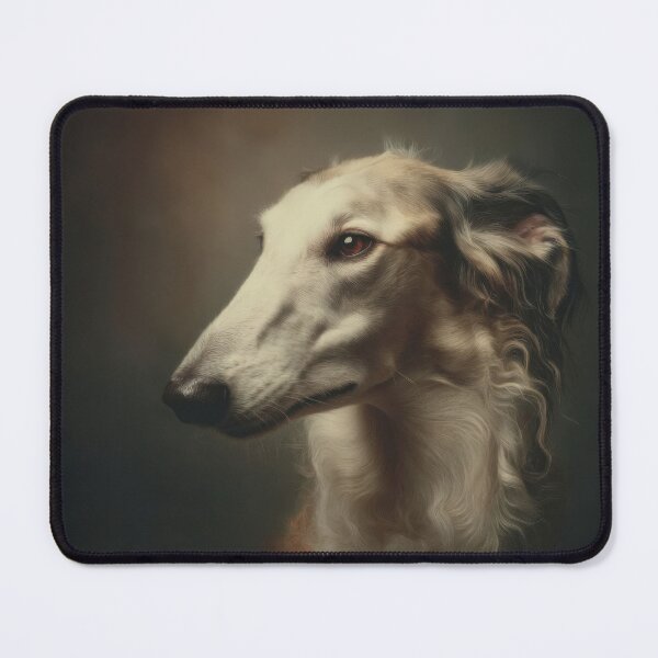 Item preview, Russian borzoi dog art portrait. Soft natural lighting, clean warm background, fine art style designed and sold by Julia Shepeleva.
