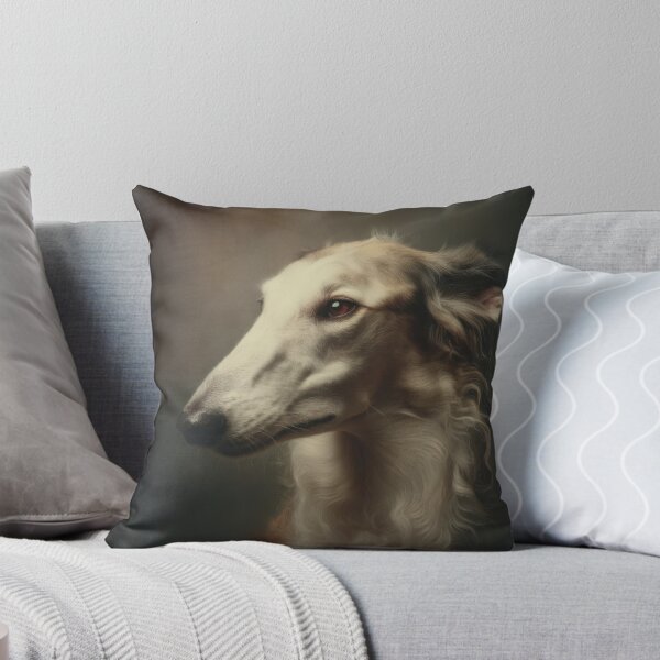 Item preview, Russian borzoi dog art portrait. Soft natural lighting, clean warm background, fine art style designed and sold by Julia Shepeleva.