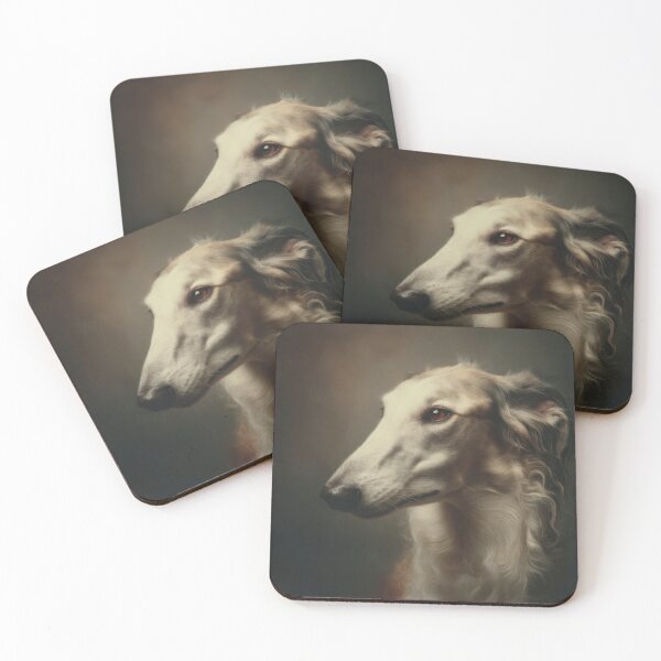 Item preview, Russian borzoi dog art portrait. Soft natural lighting, clean warm background, fine art style designed and sold by Julia Shepeleva.
