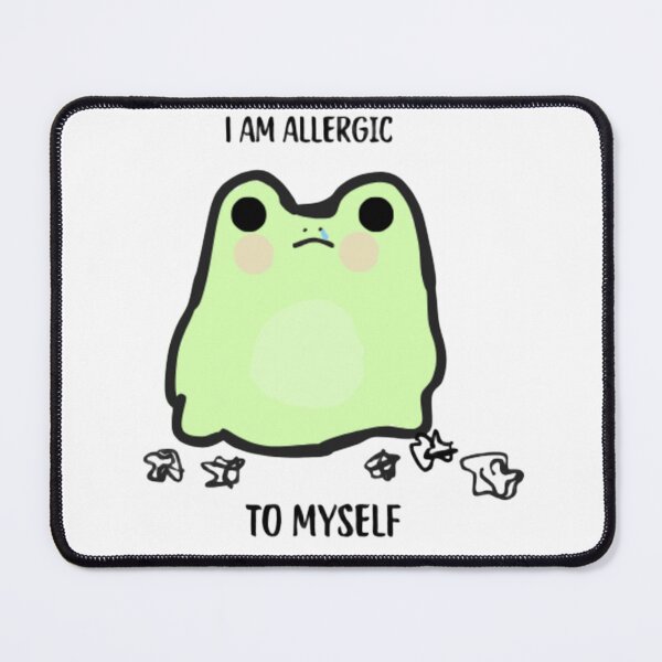 Item preview, I Am Allergic to Myself – Sad Frog Meme Design – Funny Existential Quote designed and sold by MartynaMakes.