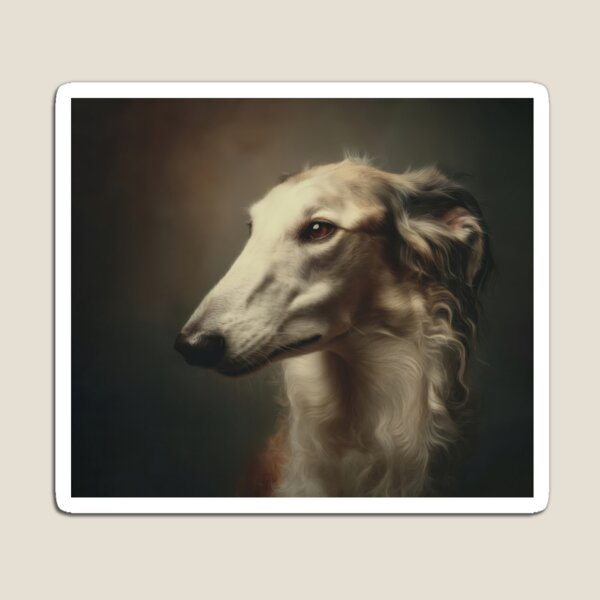 Item preview, Russian borzoi dog art portrait. Soft natural lighting, clean warm background, fine art style designed and sold by Julia Shepeleva.