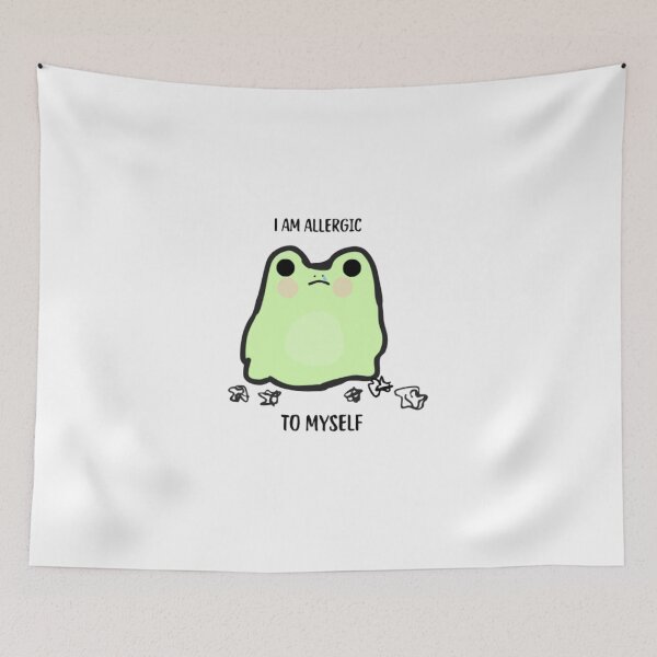 Item preview, I Am Allergic to Myself – Sad Frog Meme Design – Funny Existential Quote designed and sold by MartynaMakes.