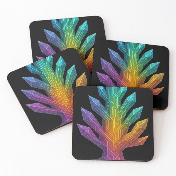 Item preview, abstract crystal tree design with neon circuit elements designed and sold by optimusprime39.
