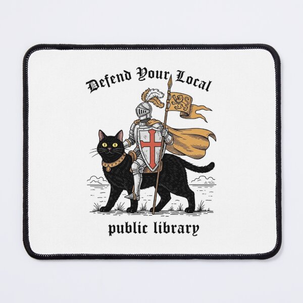 Item preview, Defend Your Local Public Library Funny Knight Cat designed and sold by MotivaChic.