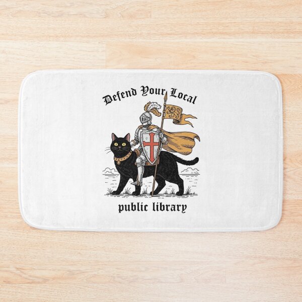 Item preview, Defend Your Local Public Library Funny Knight Cat designed and sold by MotivaChic.