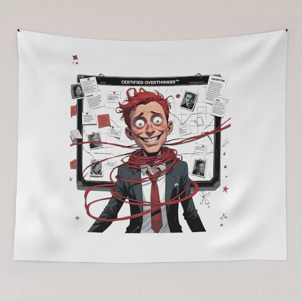 Item preview, Overthinking in Progress – Detective Wall Humor Brainstorm Design designed and sold by TheTeeSpark.