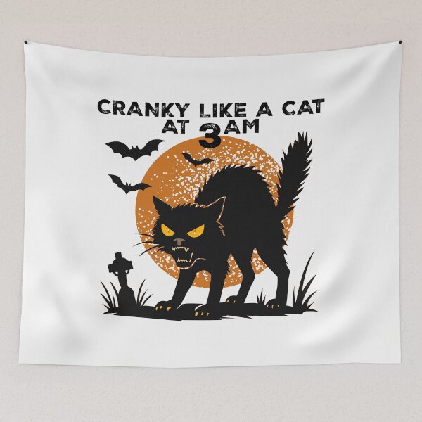 Item preview, Cranky Like a Cat at 3 AM Funny Halloween Tee designed and sold by Koony House and Field.