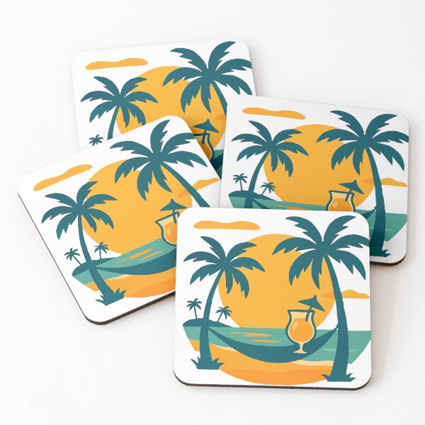 Item preview, Tropical Cocktail Sunset – Beach Hammock Summer Vibes Illustration designed and sold by DKunic.