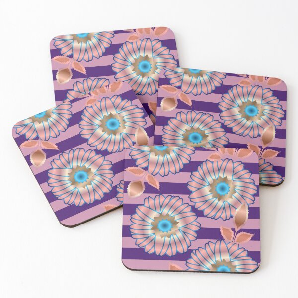Item preview, Groovy Pink and Blue Flowers on a Striped Background designed and sold by HopeAndHustle.