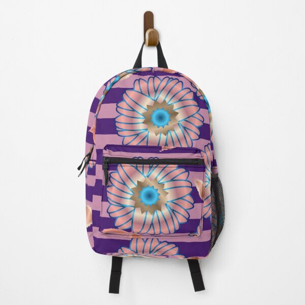 Item preview, Groovy Pink and Blue Flowers on a Striped Background designed and sold by HopeAndHustle.