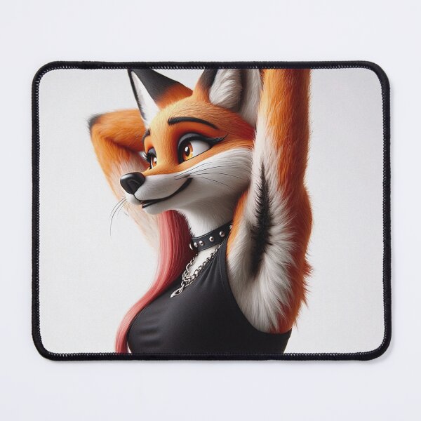 Item preview, Cute Anthropomorphic Fox Girl render red fox posing with her hands behind her head designed and sold by Vintage Designs +.