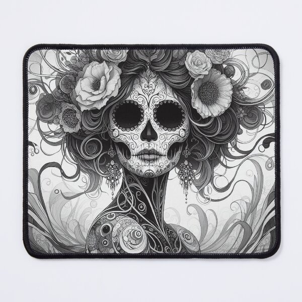Item preview, Catrina Black and Gray Sugar Skull Illustrations designed and sold by Ojo de Lilith.