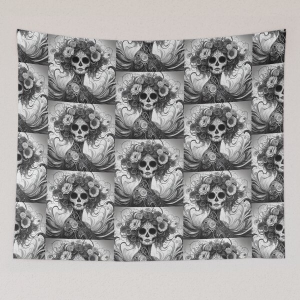 Item preview, Catrina Black and Grey Sugar Skull Illustrations designed and sold by  Ojo de Lilith.