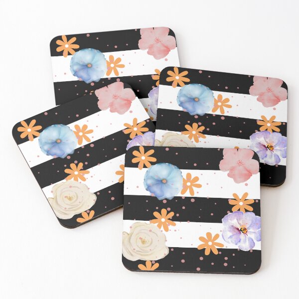 Item preview, Retro Floral Pop – Bold Stripes Meets Soft Blooms designed and sold by FASA's ART.