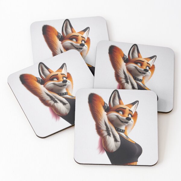 Item preview, Cute Anthropomorphic Fox Girl render red fox posing with her hands behind her head designed and sold by Vintage Designs +.