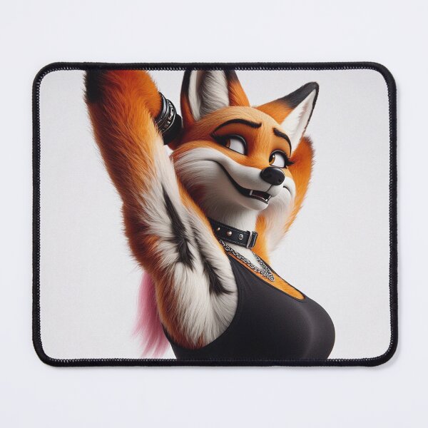Item preview, Cute Anthropomorphic Fox Girl render red fox posing with her hands behind her head designed and sold by Vintage Designs +.