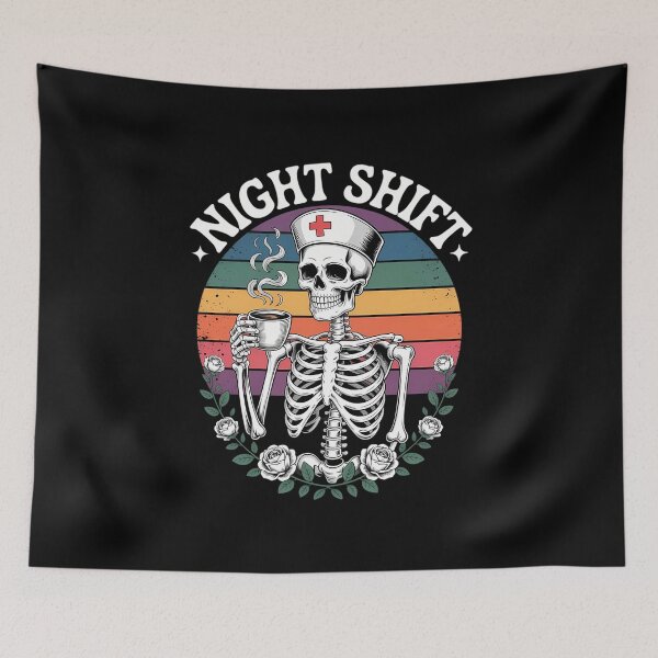 Item preview, Funny Night Shift Nurse Skeleton Women Halloween RN Nursing designed and sold by blueyeeti.