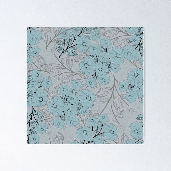 Item preview, Blue flowers and leaf tropical floral pattern  designed and sold by Nonnipa.