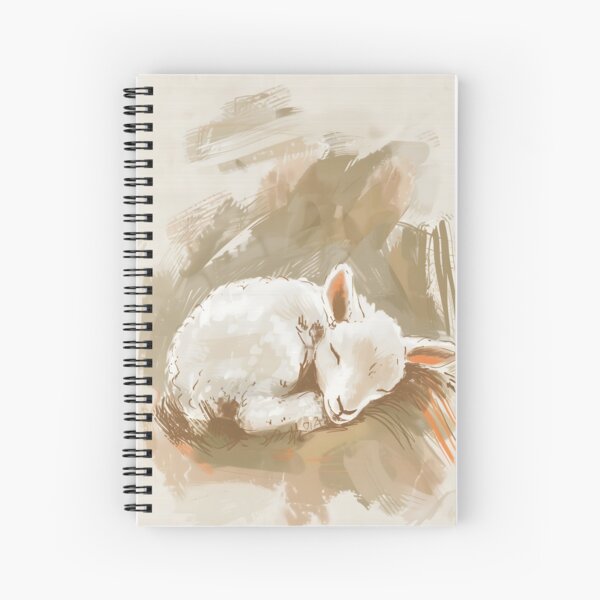 Aperçu de l'œuvre Agneau endormi – Motif animal des bois neutre et doux créée et vendue par WabiSabiSjak.