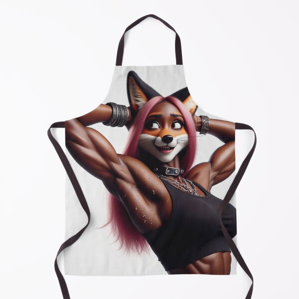 Item preview, Cute Anthropomorphic Fox Girl render black fox posing with her hands behind her head designed and sold by Vintage Designs +.
