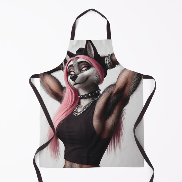 Item preview, Cute Anthropomorphic Wolf Girl render Grey Wolf posing with her hands behind her head designed and sold by Vintage Designs +.