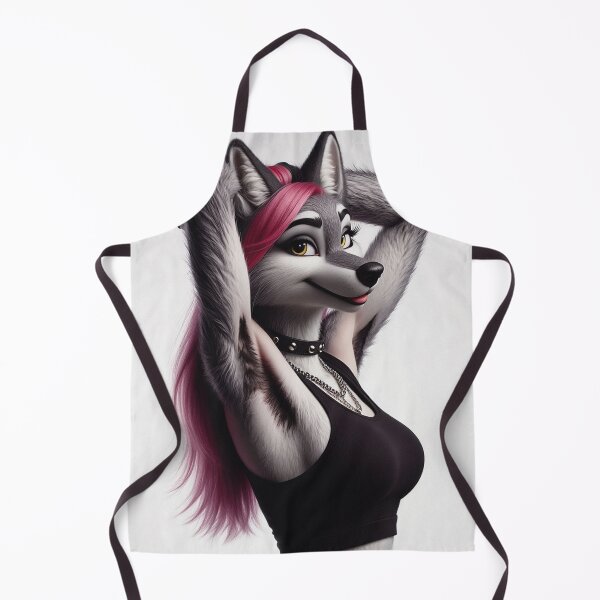 Item preview, Cute Anthropomorphic Wolf Girl render Grey Wolf posing with her hands behind her head designed and sold by Vintage Designs +.