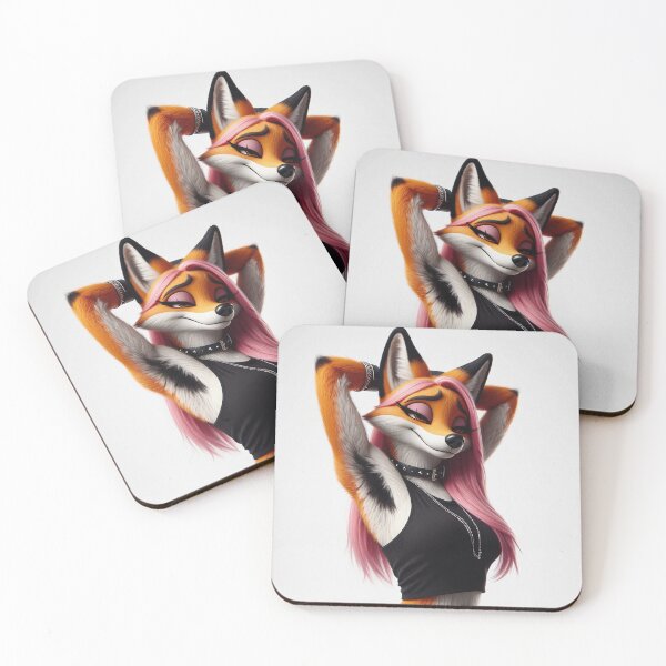Item preview,  Cute Anthropomorphic Fox Girl render red fox posing with her hands behind her head designed and sold by Vintage Designs +.