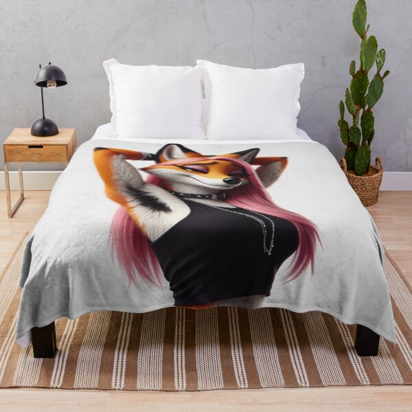 Item preview,  Cute Anthropomorphic Fox Girl render red fox posing with her hands behind her head designed and sold by Vintage Designs +.