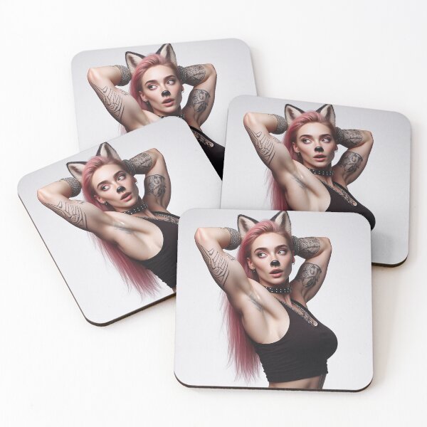 Item preview,  Cute Anthropomorphic Fox Girl render red fox posing with her hands behind her head designed and sold by Vintage Designs +.