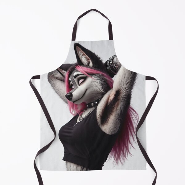 Item preview, Cute Anthropomorphic Wolf Girl render Grey Wolf posing with her hands behind her head designed and sold by Vintage Designs +.