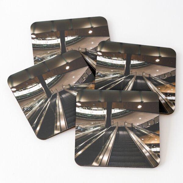 Item preview, Inside Illuminated Zurich Airport with Escalator in Blurred Motion at Night designed and sold by Mats Silvan.