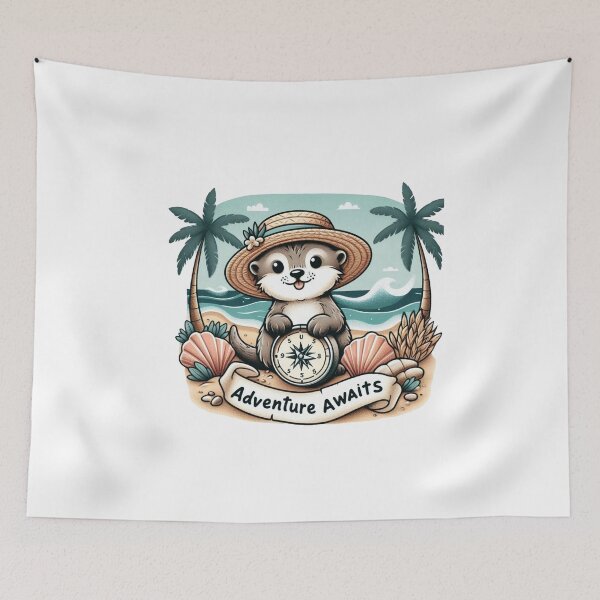 Item preview, Adventure Awaiting Sea Otter – Summer Explorer Tee designed and sold by UmcommonGoods.