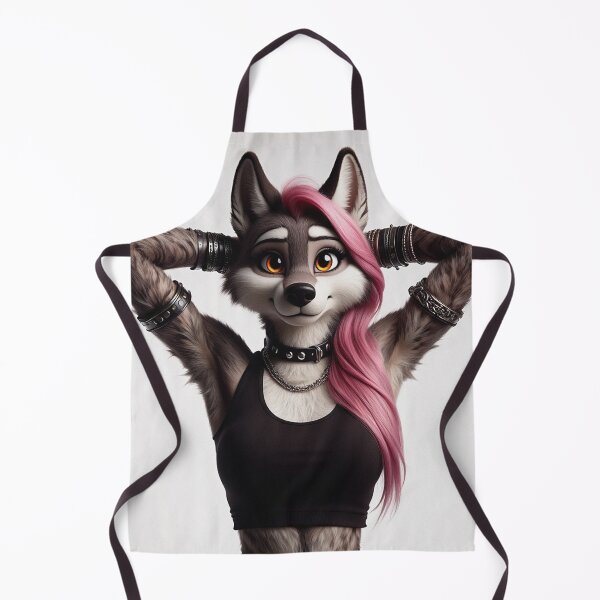 Item preview, Cute Anthropomorphic Wolf Girl render Grey Wolf posing with her hands behind her head designed and sold by Vintage Designs +.