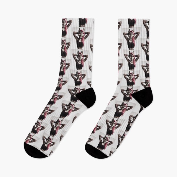 Item preview, Cute Anthropomorphic Wolf Girl render Grey Wolf posing with her hands behind her head designed and sold by Vintage Designs +.