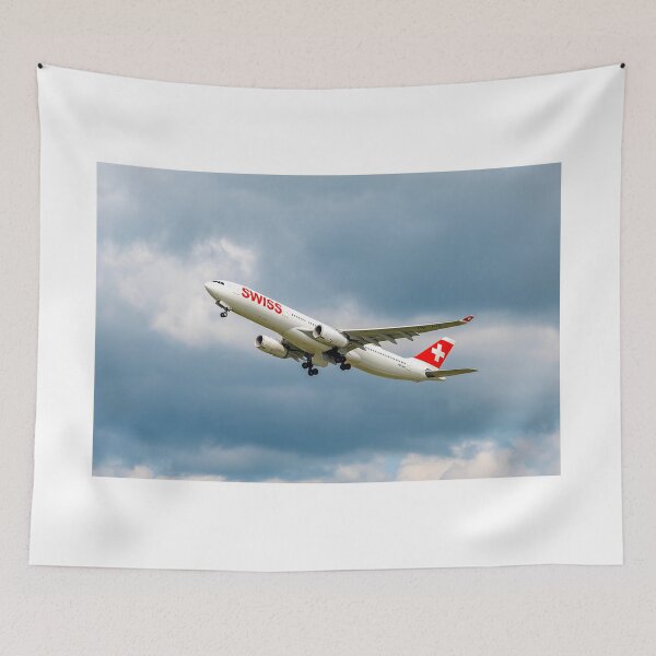 Item preview, Swiss Airlines Passenger Airplane Take Off From the Runway and Flying designed and sold by Mats Silvan.