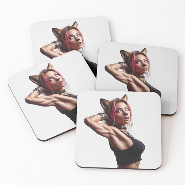 Item preview, Cute Anthropomorphic Fox Girl render red fox posing with her hands behind her head designed and sold by Vintage Designs +.