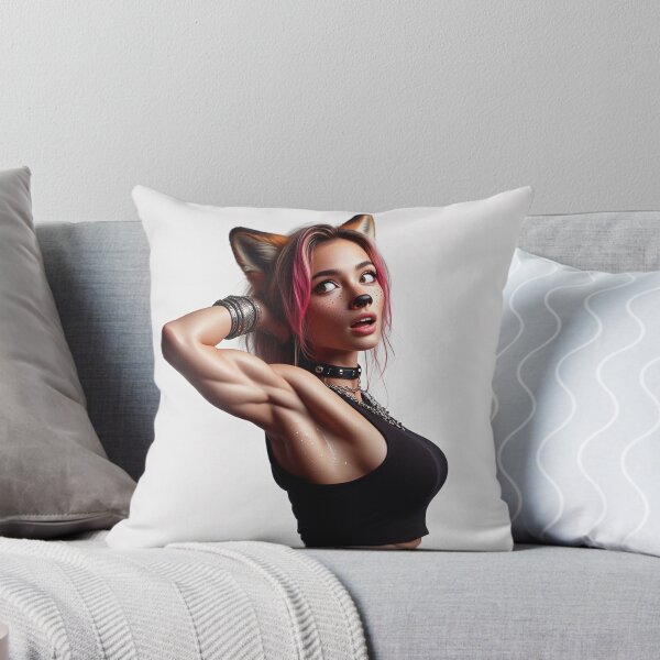 Item preview, Cute Anthropomorphic Fox Girl render red fox posing with her hands behind her head designed and sold by Vintage Designs +.