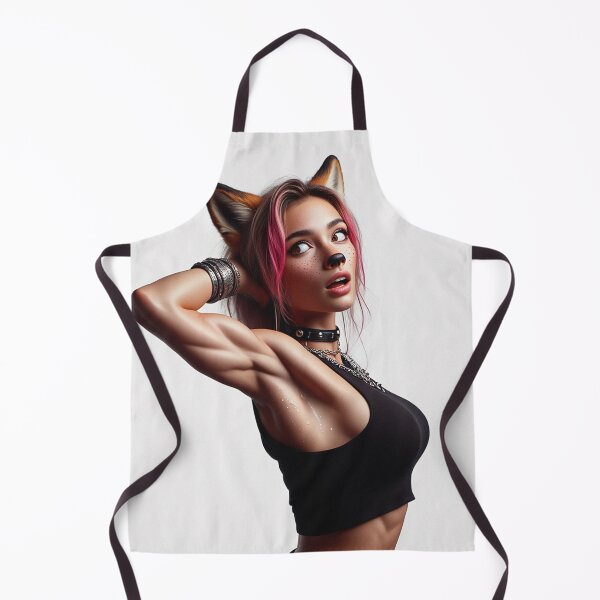 Item preview, Cute Anthropomorphic Fox Girl render red fox posing with her hands behind her head designed and sold by Vintage Designs +.